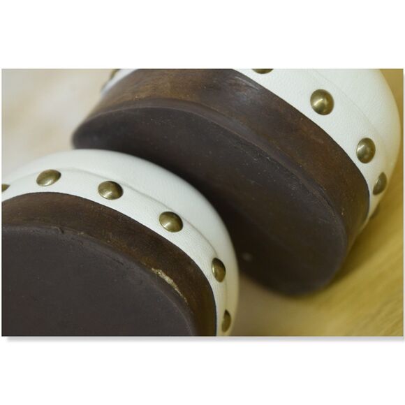 Larroude Zuzi Bit Mule Clogs Slip on Mens Size 10 Ivory Leather Wooden Studs main image 13